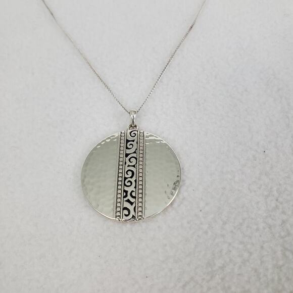 Brighton Silver Plated Mingle Disc Necklace Hammered 27 In - Picture 1 of 4